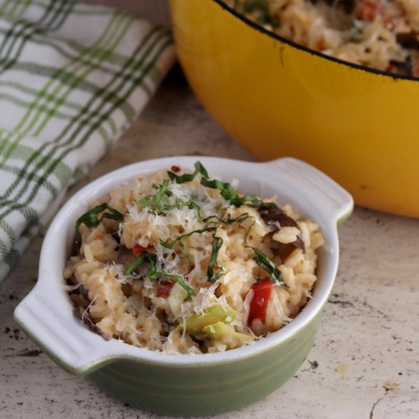 Roasted Tomato, Mushroom and Asparagus Risotto